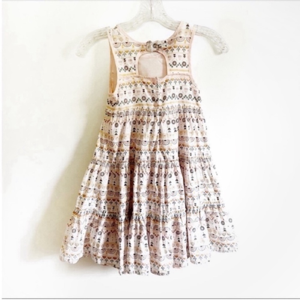 Rachel Zoe girls dress white pink geometric print tiered metallic - Picture 7 of 7